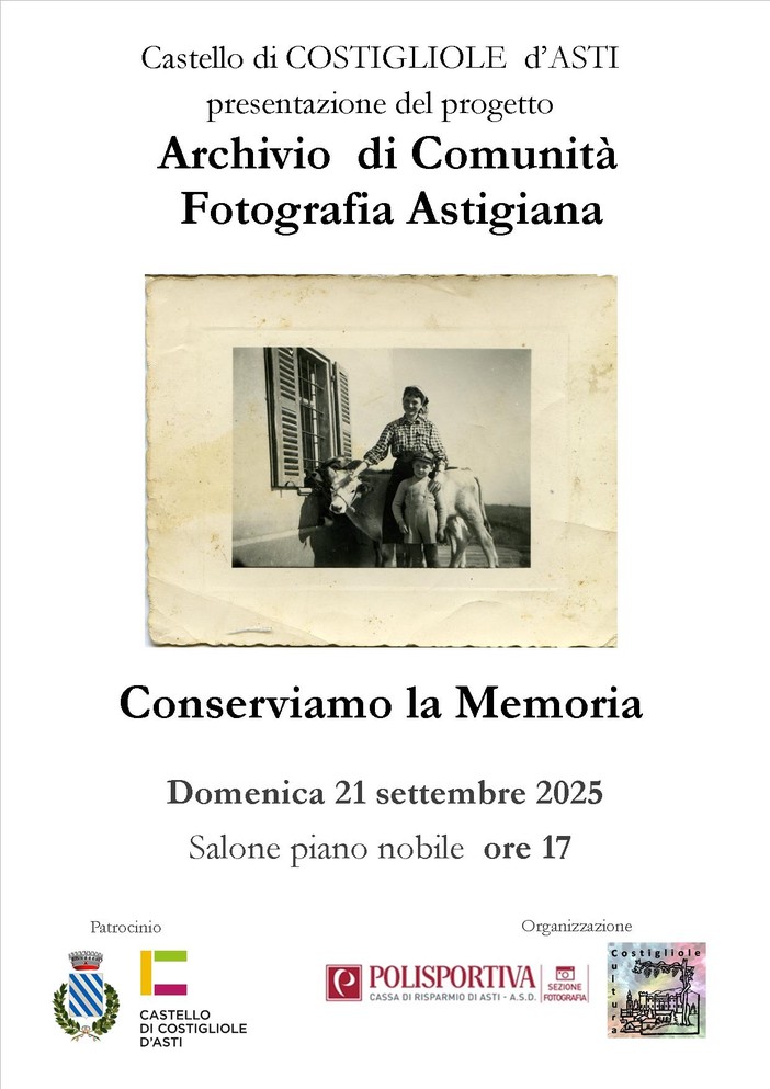 Costigliole presenta l’“Archivio di comunità”: in mostra oltre 400 fotografie di Arturo Rocca