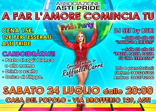 &quot;A far l'amore comincia tu&quot; Asti Pride ricorda Raffaella Carrà, riflette e partecipa al referendum Eutanasia legale