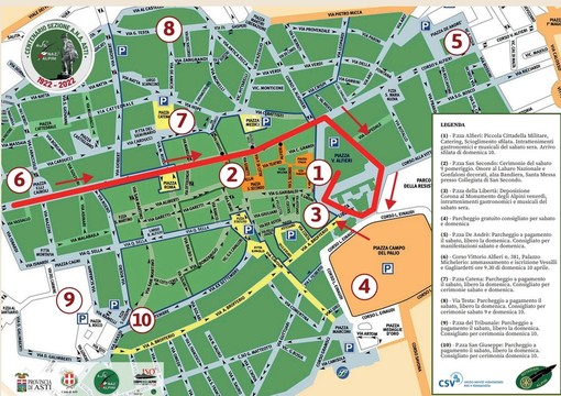 La cartina del percorso della sfilata di domenica.