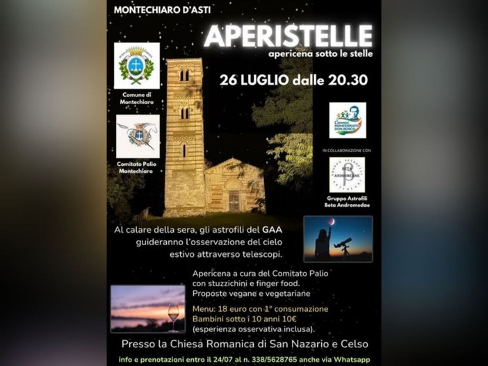 A Montechiaro torna Aperistelle, l'apericena sotto il cielo stellato