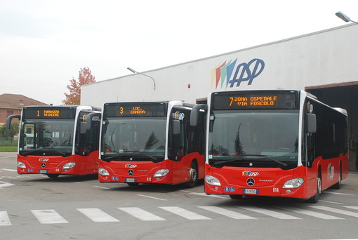 Alcuni autobus della flotta Asp