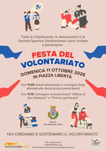 San Damiano celebra il volontariato: domenica in piazza Libertà la festa delle associazioni San Damiano celebra il volontariato: domenica in piazza Libertà la festa delle associazioni