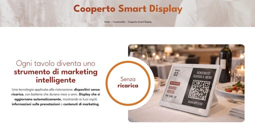 Cooperto presenta gli Smart Display: ogni tavolo diventa un canale di comunicazione intelligente Cooperto presenta gli Smart Display: ogni tavolo diventa un canale di comunicazione intelligente