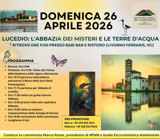 Domenica nel Vercellese con "Quattro passi nel Monferrato": un'escursione tra i misteri di Lucedio