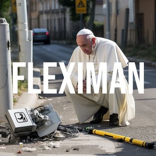 Un meme su fleximan che vede protagonista Papa Francesco (da the_fleximan_official)