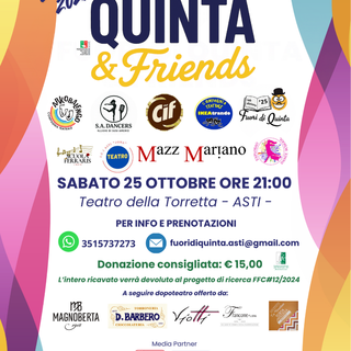 “Fuori di Quinta &amp; Friends”: una serata di spettacolo e solidarietà per la ricerca sulla fibrosi cistica