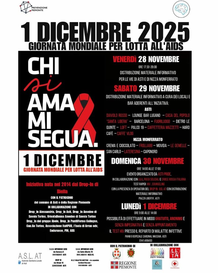 Asti, torna "Chi si ama mi segua": tre giorni di eventi per la prevenzione dell'Aids Asti, torna "Chi si ama mi segua": tre giorni di eventi per la prevenzione dell'Aids