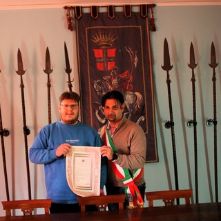 Gabriele con il sindaco Marcanzin