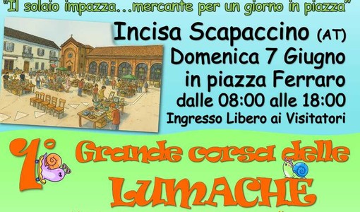 Mercatino dell’usato e corsa di lumache: domenica 7 giugno a Incisa Scapaccino