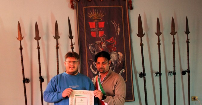 Gabriele con il sindaco Marcanzin