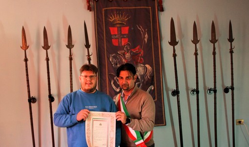 Gabriele con il sindaco Marcanzin Gabriele con il sindaco Marcanzin