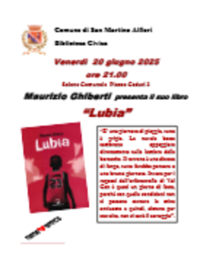 Presentazione del romanzo &quot;Lubia&quot; a San Martino Alfieri: una denuncia contro le mine anti-uomo