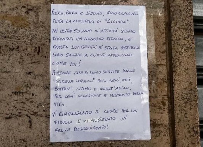 Addio alla merceria “Licinia”: chiude dopo oltre cinquant’anni a Nizza Monferrato