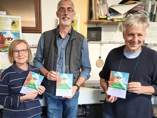 Roberta Ronchetti e Mauro Baima con l'autore Corrado Brignolo