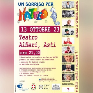 Torna stasera lo spettacolo di cabaret &quot;Un sorriso per Matteo&quot;