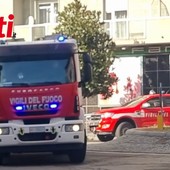 Crollo di calcinacci in piazza Leonardo da Vinci ad Asti