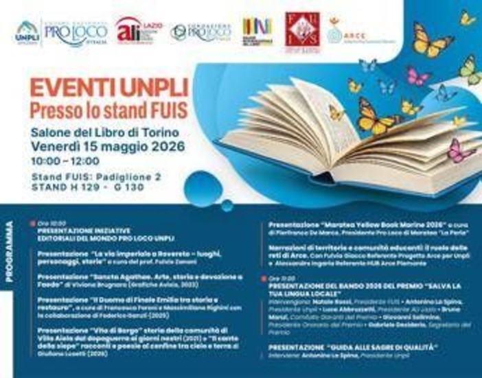 Salone del Libro di Torino, Unpli racconta i territori e le comunità Salone del Libro di Torino, Unpli racconta i territori e le comunità