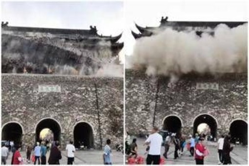Cina, crolla il tetto della Torre del Tamburo: aveva 650 anni - Video