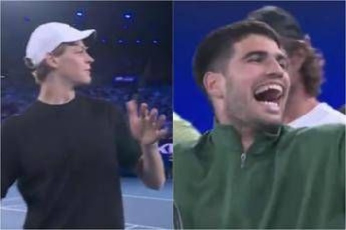 "Sinner è il numero uno", gaffe al Million Dollar 1 Point Slam: Jannik ride con... Alcaraz "Sinner è il numero uno", gaffe al Million Dollar 1 Point Slam: Jannik ride con... Alcaraz