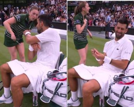 Wimbledon, lo scherzo di Djokovic e la raccattapalle trema Wimbledon, lo scherzo di Djokovic e la raccattapalle trema