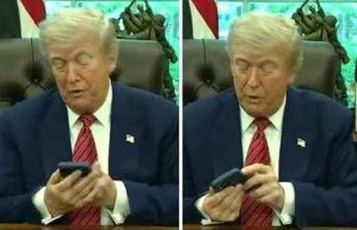 Trump e il telefono che disturba. Sorpresa, è il suo - Video