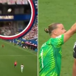 Norvegia-Inghilterra, svista choc su gol Bellingham: pallone colpisce cavo telecamera